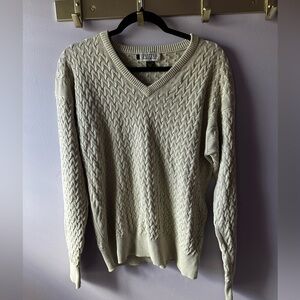 Tuttle Silk Blend Cable Knit V-Neck Sweater Size L